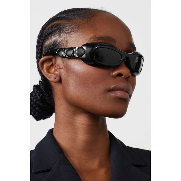 Dior "Lady" Black 95.22 R1I Oval Cat Eye Shield Sunglasses 51-25-110 NEW - Picture 2 of 6